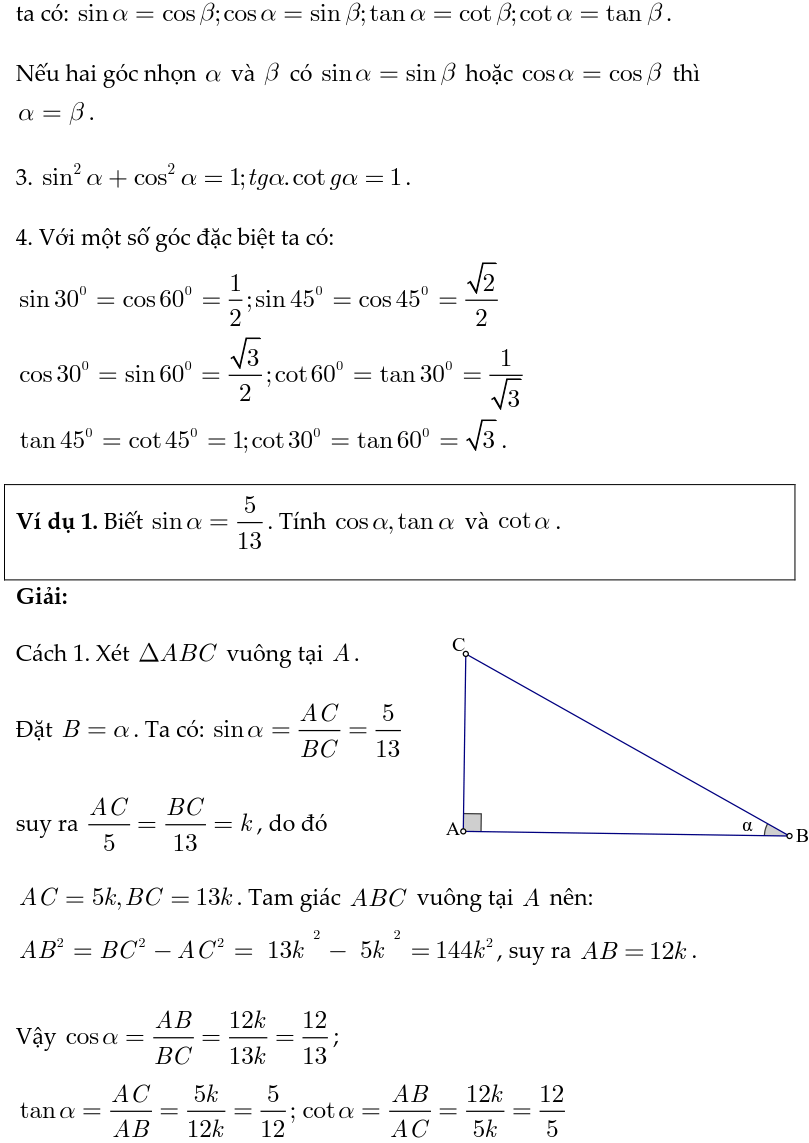 Hướng dẫn giải bài tập hệ thức lượng trong tam giác vuông-7