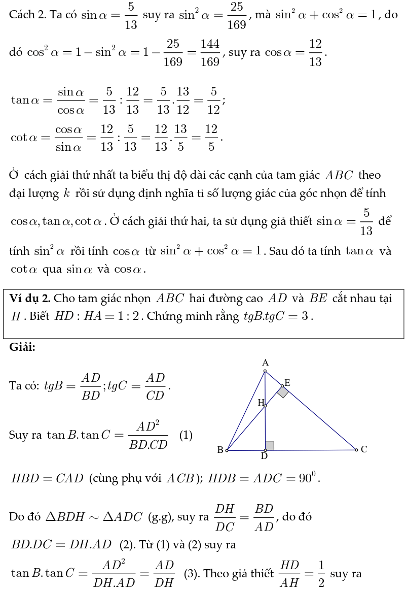 Hướng dẫn giải bài tập hệ thức lượng trong tam giác vuông-8
