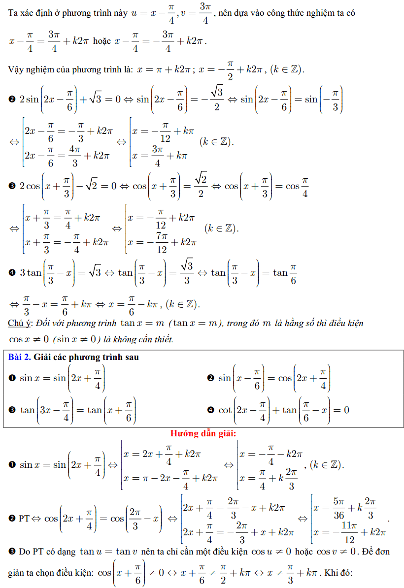 Phương trình lượng giác cơ bản lớp 11-2