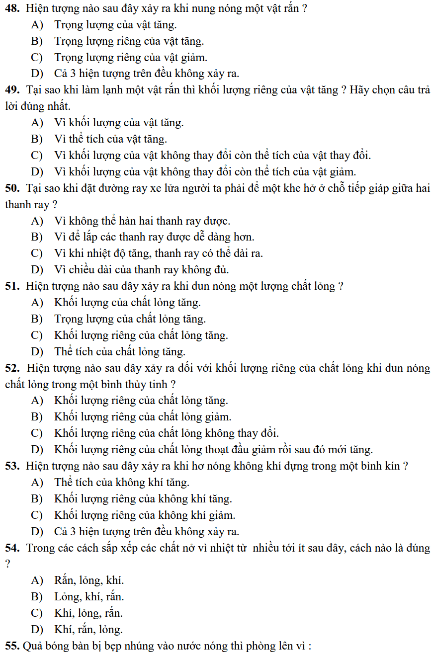80 câu hỏi trắc nghiệm Vật Lý 6 có đáp án-1