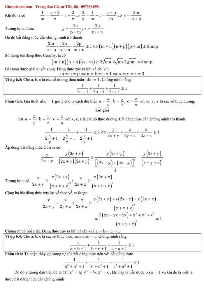 Bất đẳng thức Cauchy (Côsi) và bài tập