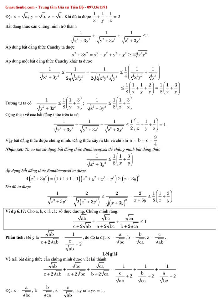 Bất đẳng thức Cauchy (Côsi) và bài tập