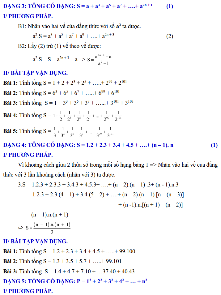 10 dạng toán tính tổng các lũy thừa theo quy luật - Toán lớp 6-1