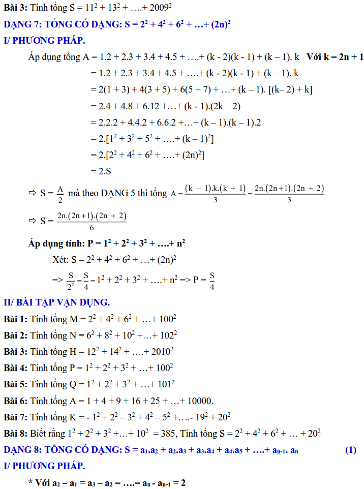 10 dạng toán tính tổng các lũy thừa theo quy luật - Toán lớp 6-3