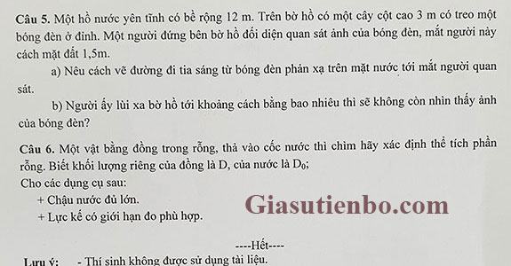 Đề thi HSG Vật lý 9 huyện Đức Thọ, Hà Tĩnh 2020-2021-1