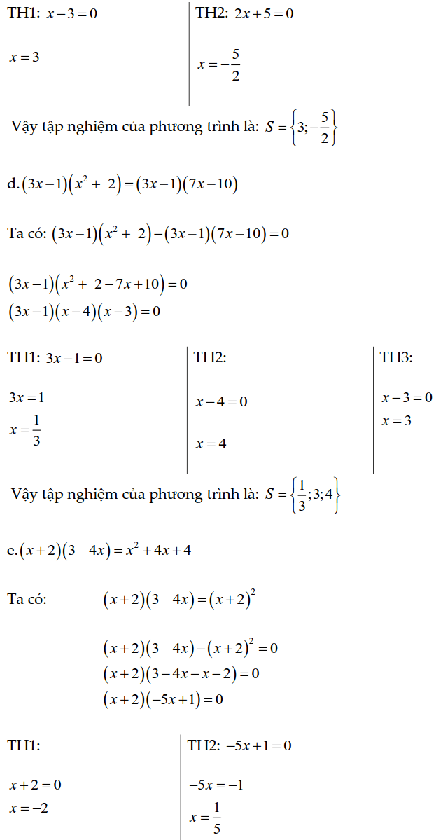 Bài tập phương trình bậc nhất, phương trình tích có lời giải-1