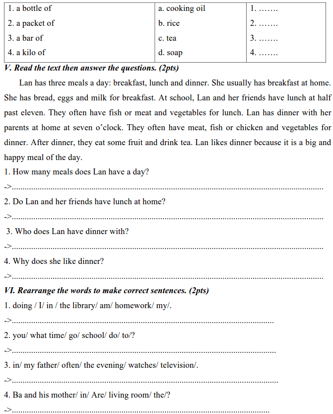 Bộ đề thi giữa HK2 môn tiếng Anh lớp 6 có đáp án-1